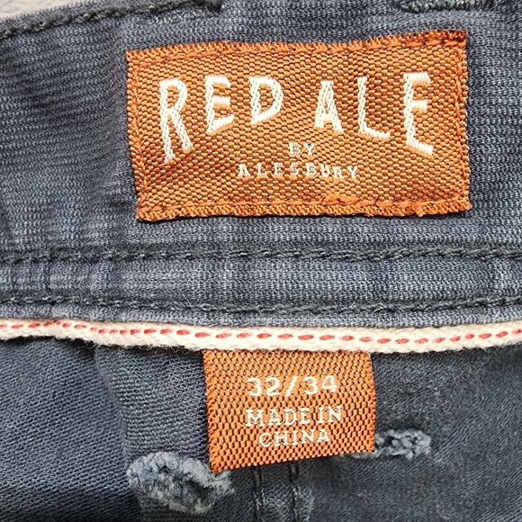 Red Ale By Alesbury Pants Mens 32/34 Navy Blue Slim Straight Bedford Corduroy - Picture 4 of 12